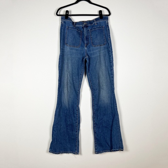 Veronica Beard Florence Flare Cotton Stretch High Waisted Rise Denim Jeans 32